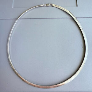 Omega Gooseneck Collar 6mm Link 18" Chain Necklace Solid Sterling Silver Italy